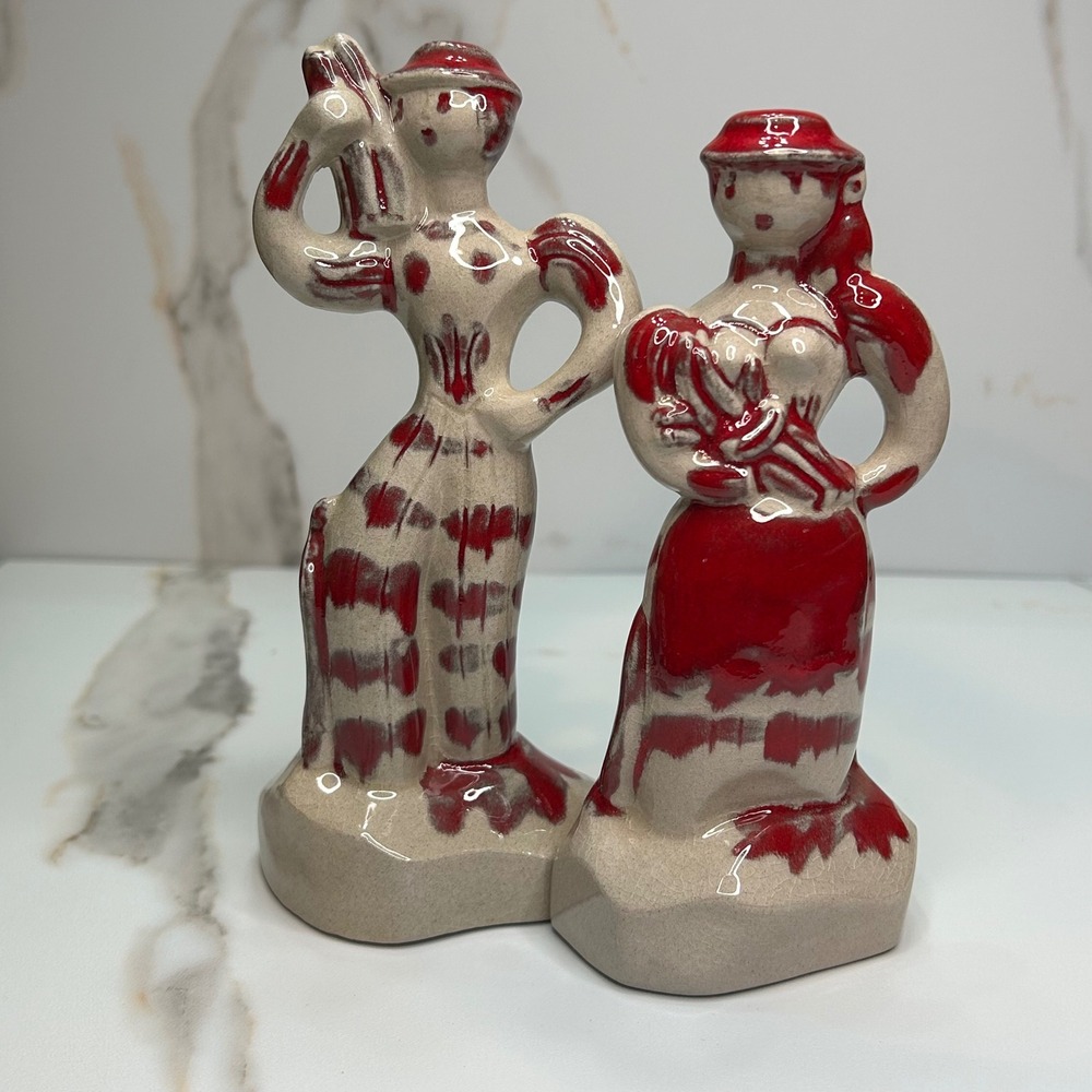 Vintage California Cleminsons Gala‎ Gray Ware Dutch Couple Salt & Pepper Shaker